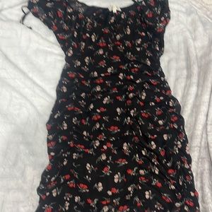 Flower design black dress